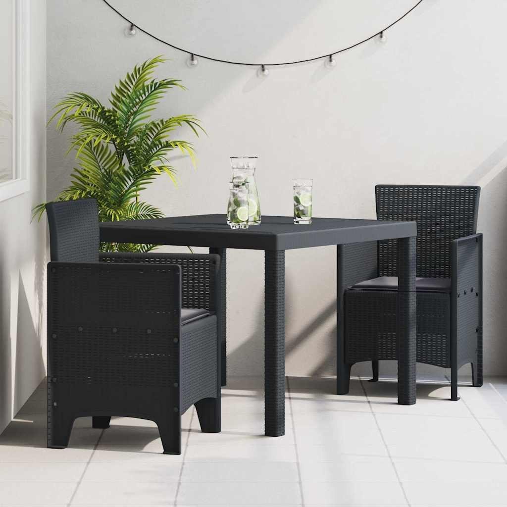 Zestaw do jadalni w ogrodzie 3 pcs Antracyt Rattan Polt Lumarko!