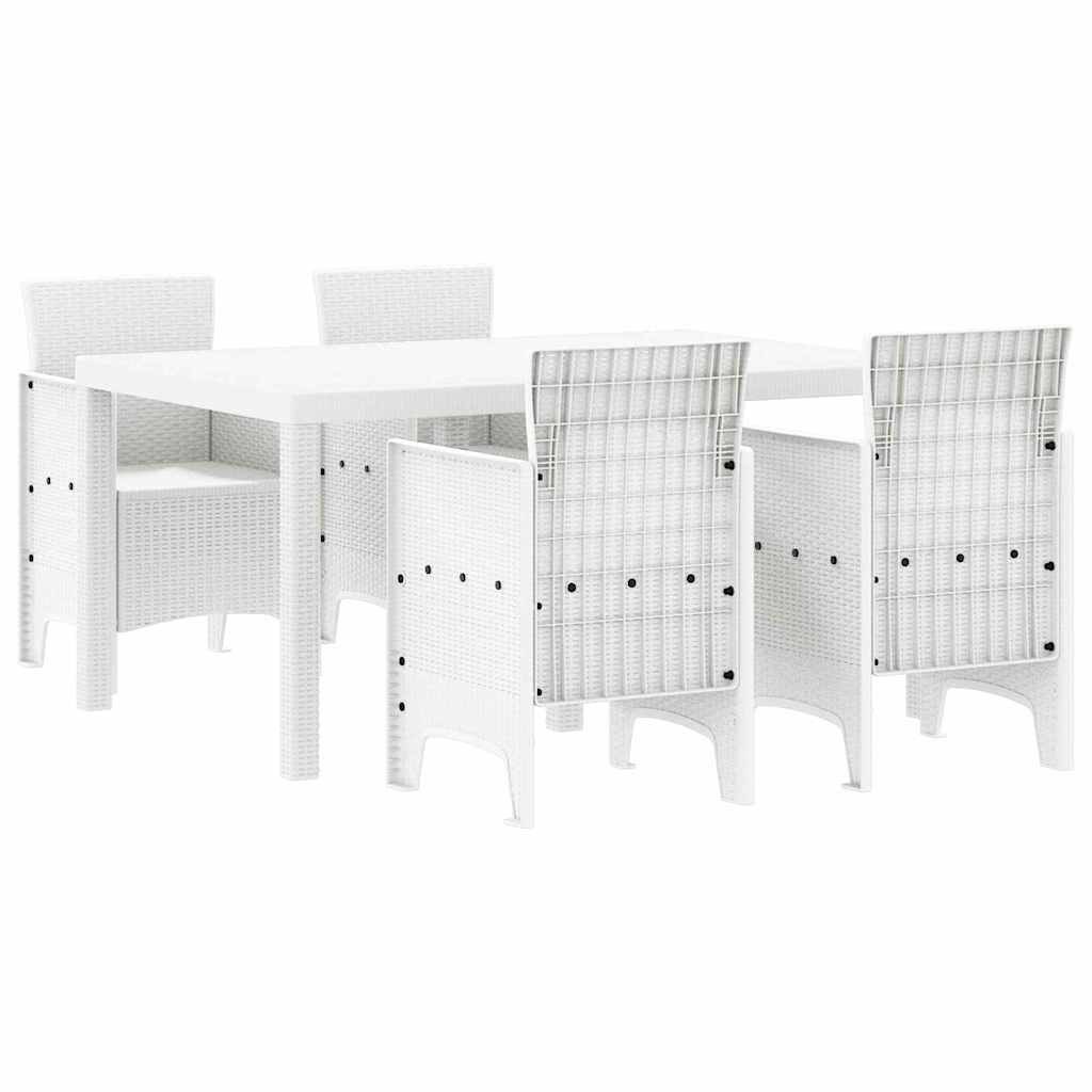 Zestaw do jadalni w ogrodzie 5 pcs Biały Rattan Polt Lumarko!