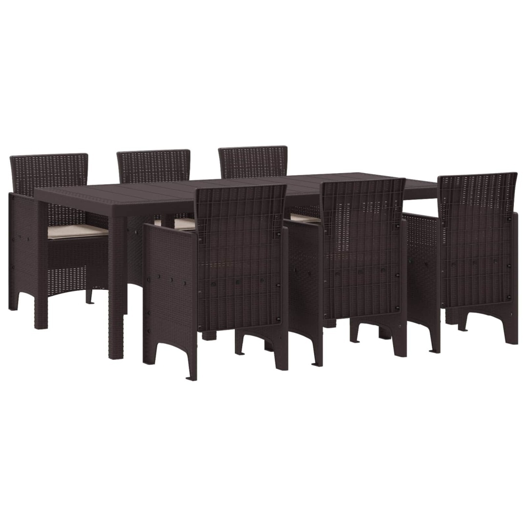 Zestaw do jadalni w ogrodzie 7 pcs Brązowy Rattan Polt Lumarko!