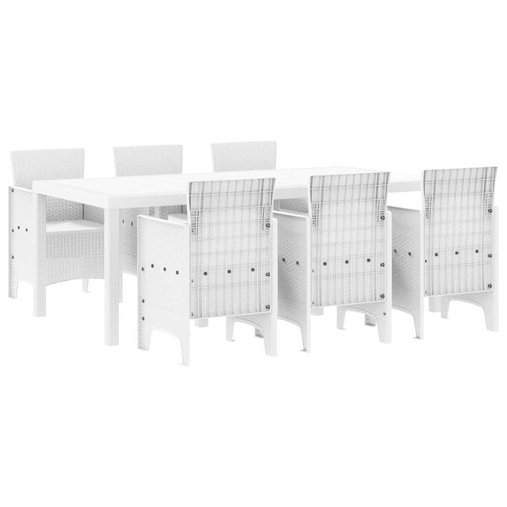 Zestaw do jadalni w ogrodzie 7 pcs Biały Rattan Polt Lumarko!