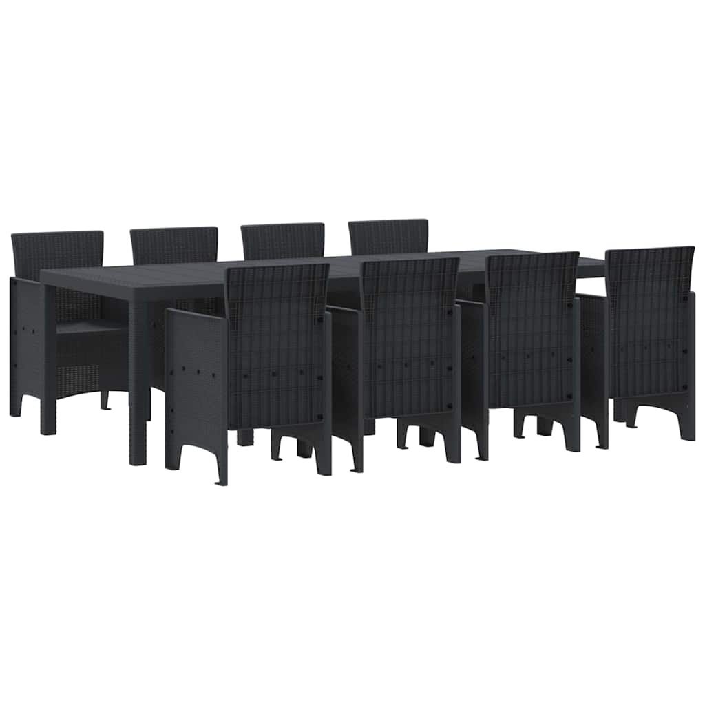 Zestaw do jadalni w ogrodzie 9 pcs Antracyt Rattan Polt Lumarko!