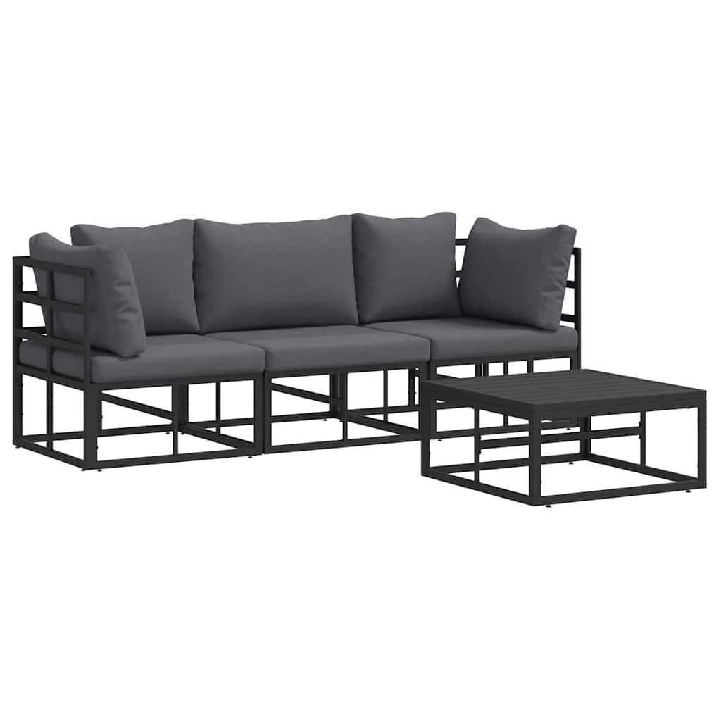 Zestaw Sof na Ogród z poduszką 4 pcs Czarny Aluminium Lumarko!