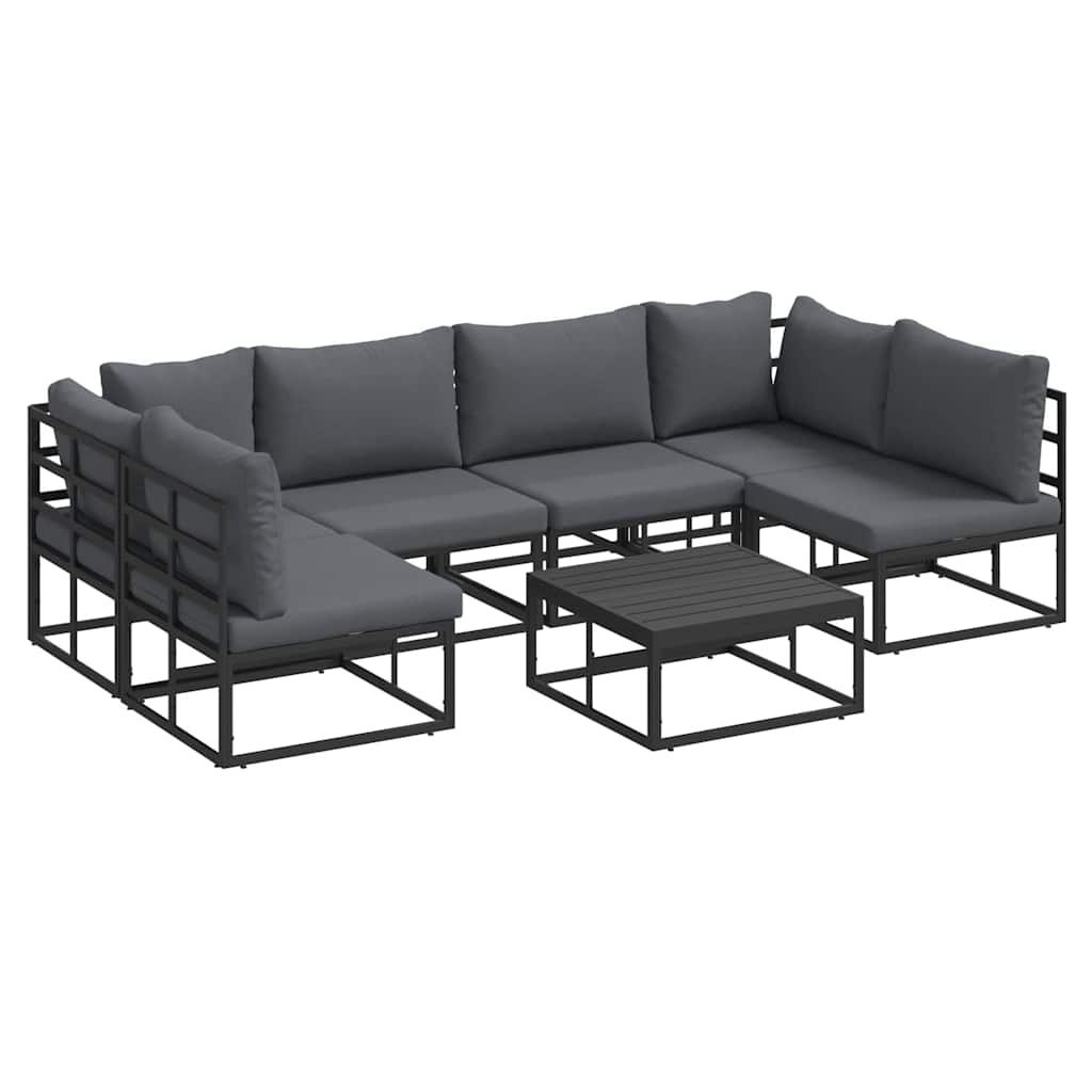 Zestaw Sof na Ogród z poduszką 7 pcs Czarny Aluminium Lumarko!