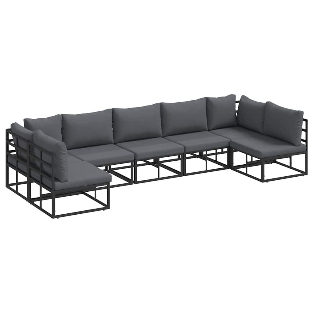 Zestaw Sof na Ogród z poduszką 7 pcs Czarny Aluminium Lumarko!