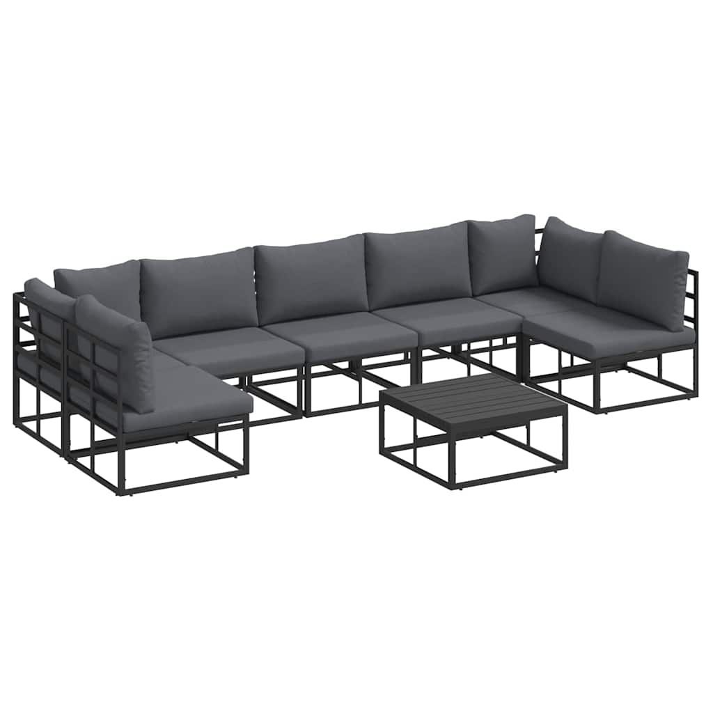 Zestaw Sof na Ogród z poduszką 8 pcs Czarny Aluminium Lumarko!