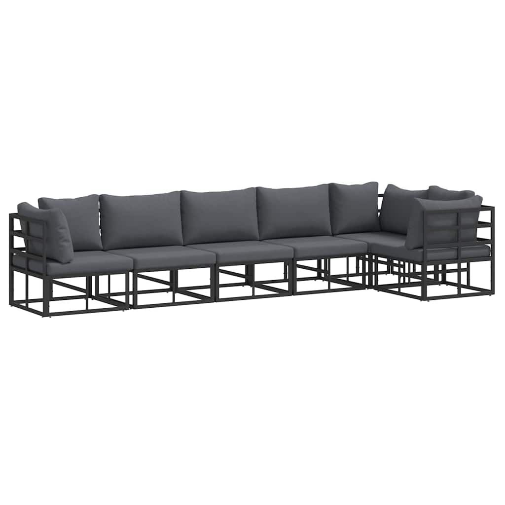 Zestaw Sof na Ogród z poduszką 6 pcs Czarny Aluminium Lumarko!