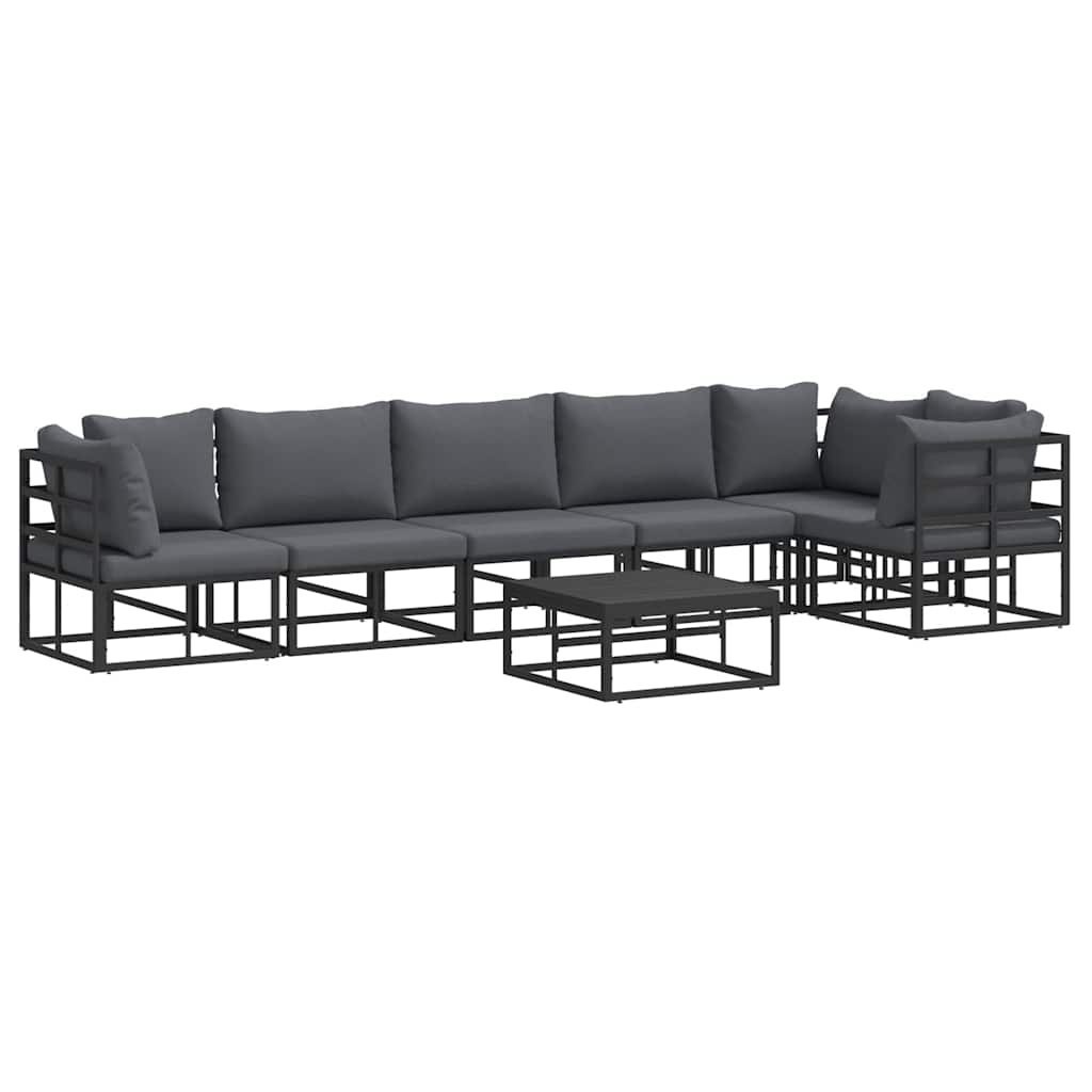 Zestaw Sof na Ogród z poduszką 7 pcs Czarny Aluminium Lumarko!