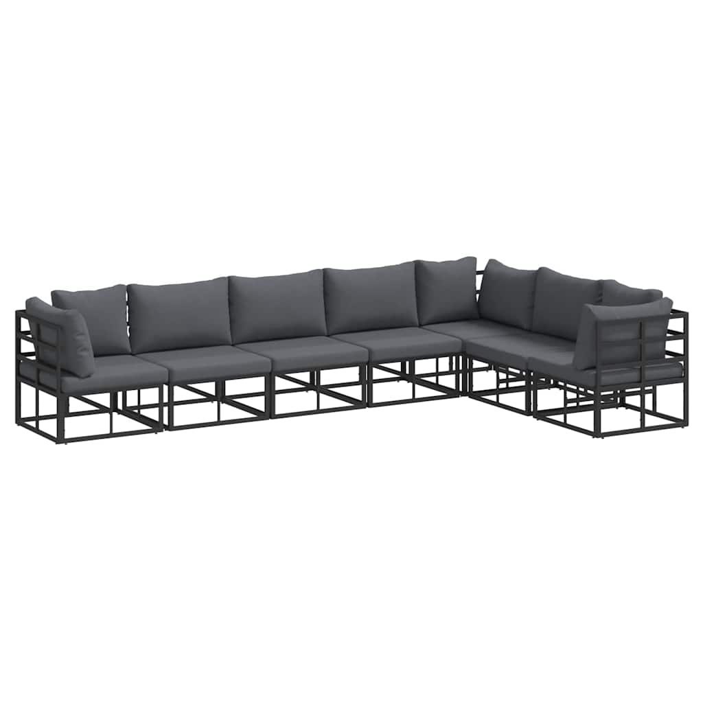 Zestaw Sof na Ogród z poduszką 7 pcs Czarny Aluminium Lumarko!