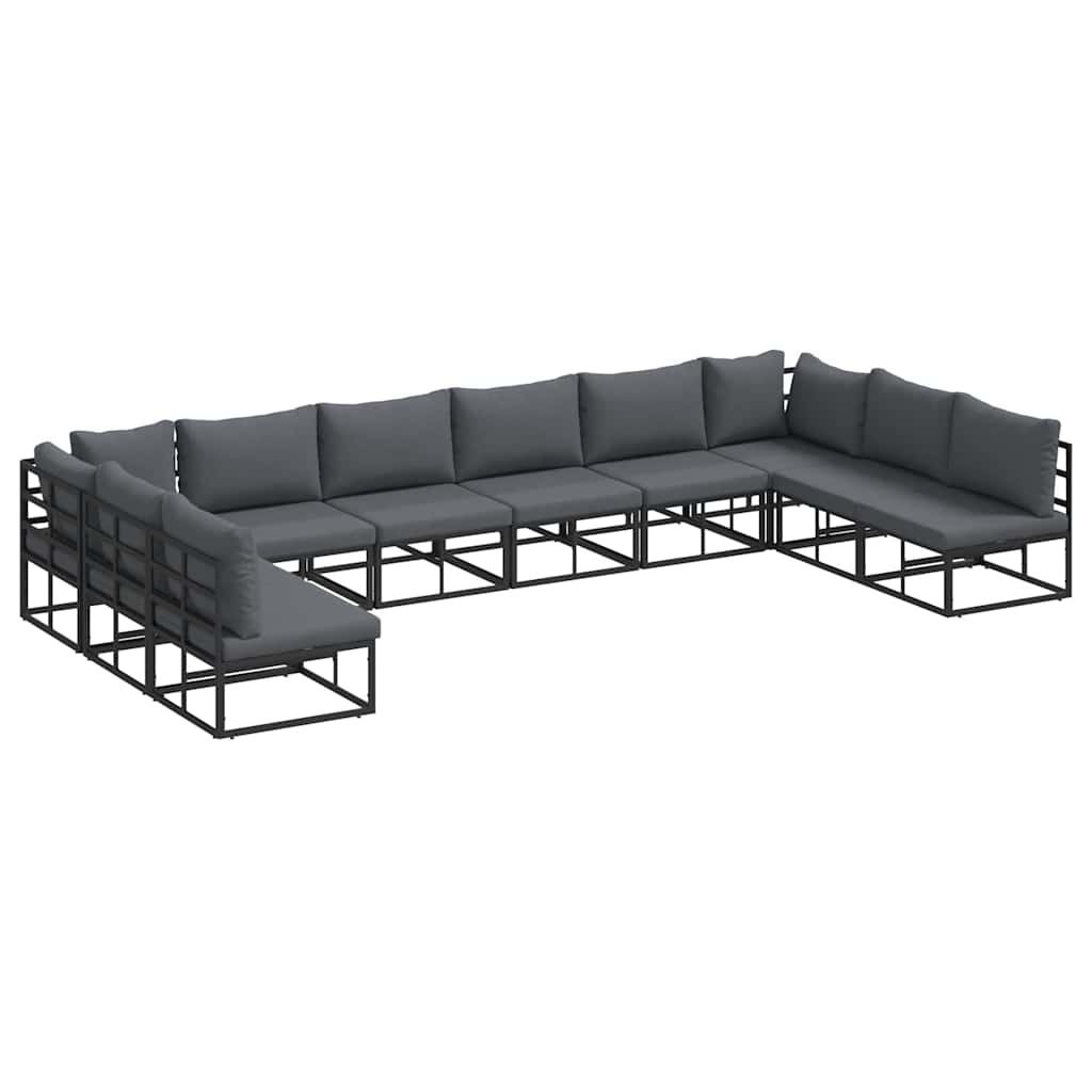 Zestaw Sof na Ogród z poduszką 10 pcs Czarny Aluminium Lumarko!