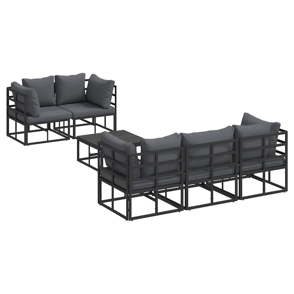 Zestaw Sof na Ogród z poduszką 6 pcs Czarny Aluminium Lumarko!
