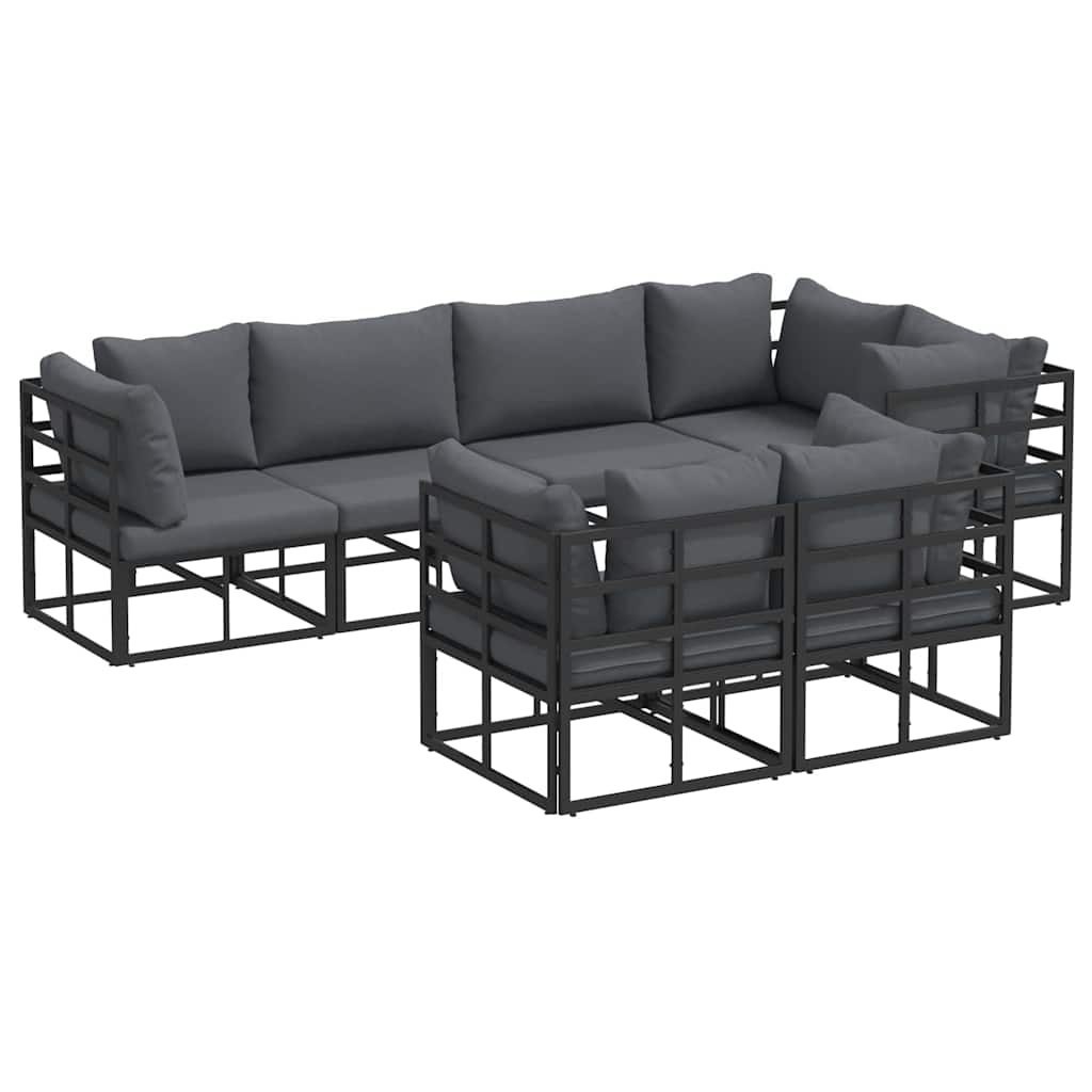 Zestaw Sof na Ogród z poduszką 7 pcs Czarny Aluminium Lumarko!
