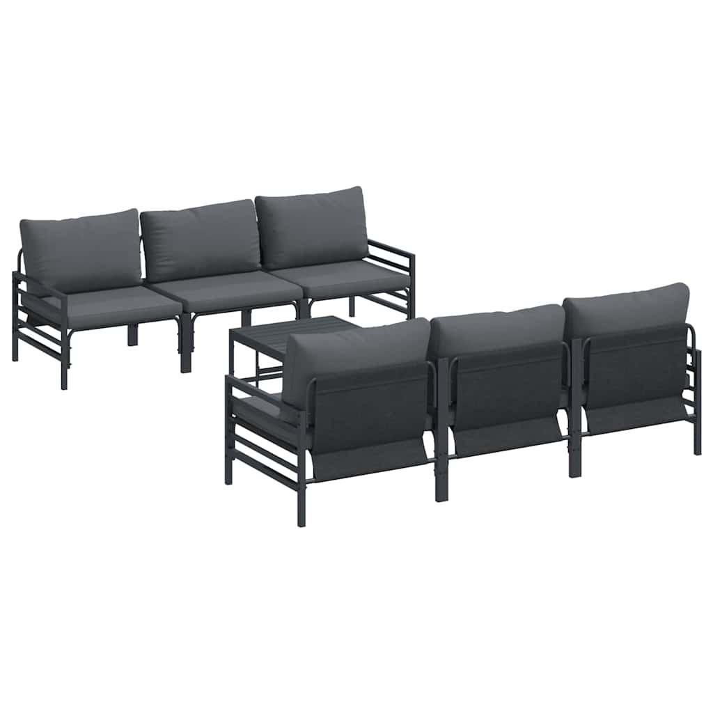 Zestaw Sof na Ogród z poduszką 7 pcs Antracyt Stal & Tkanina Lumarko!