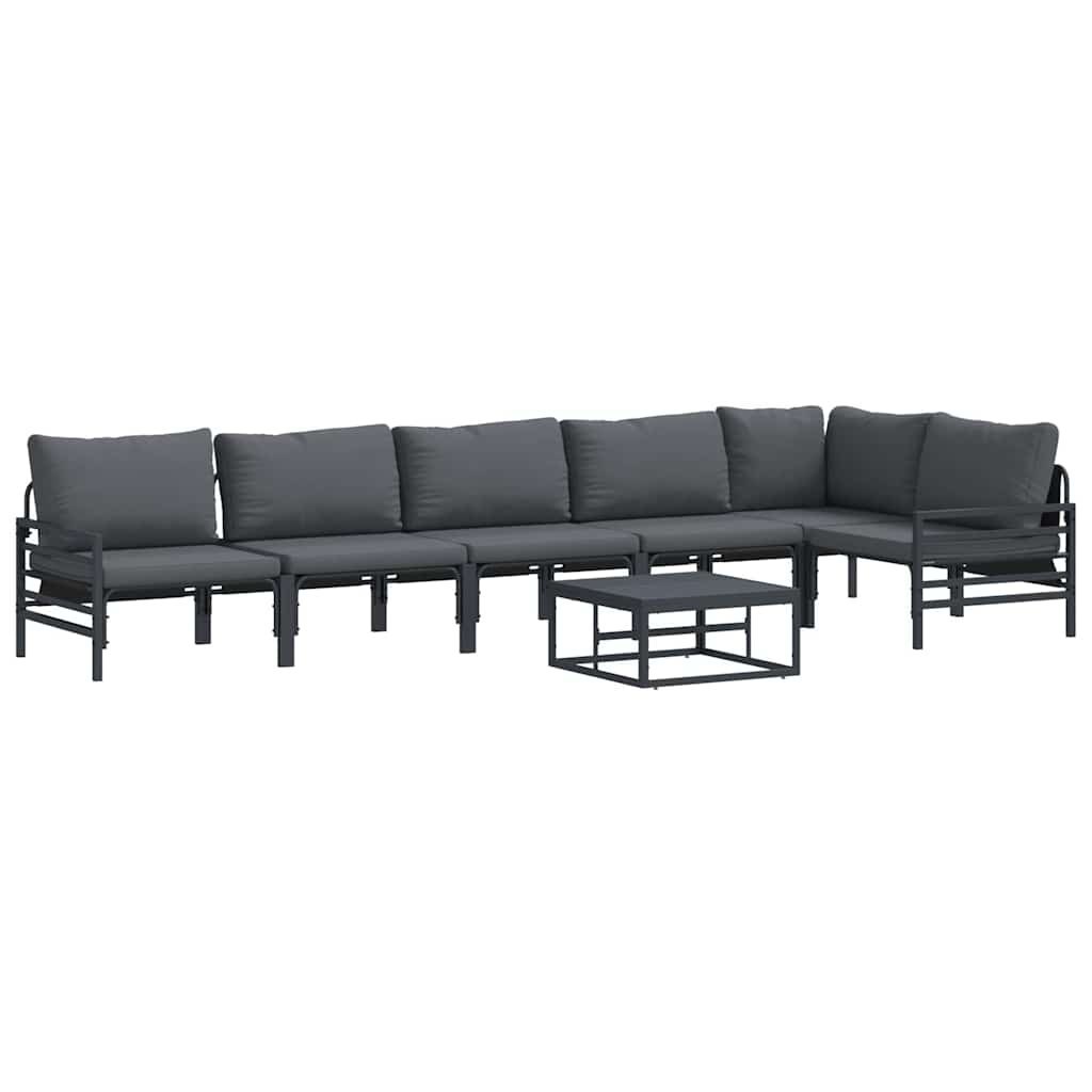 Zestaw Sof na Ogród 7 pcs Antracytowy Stal Lumarko!
