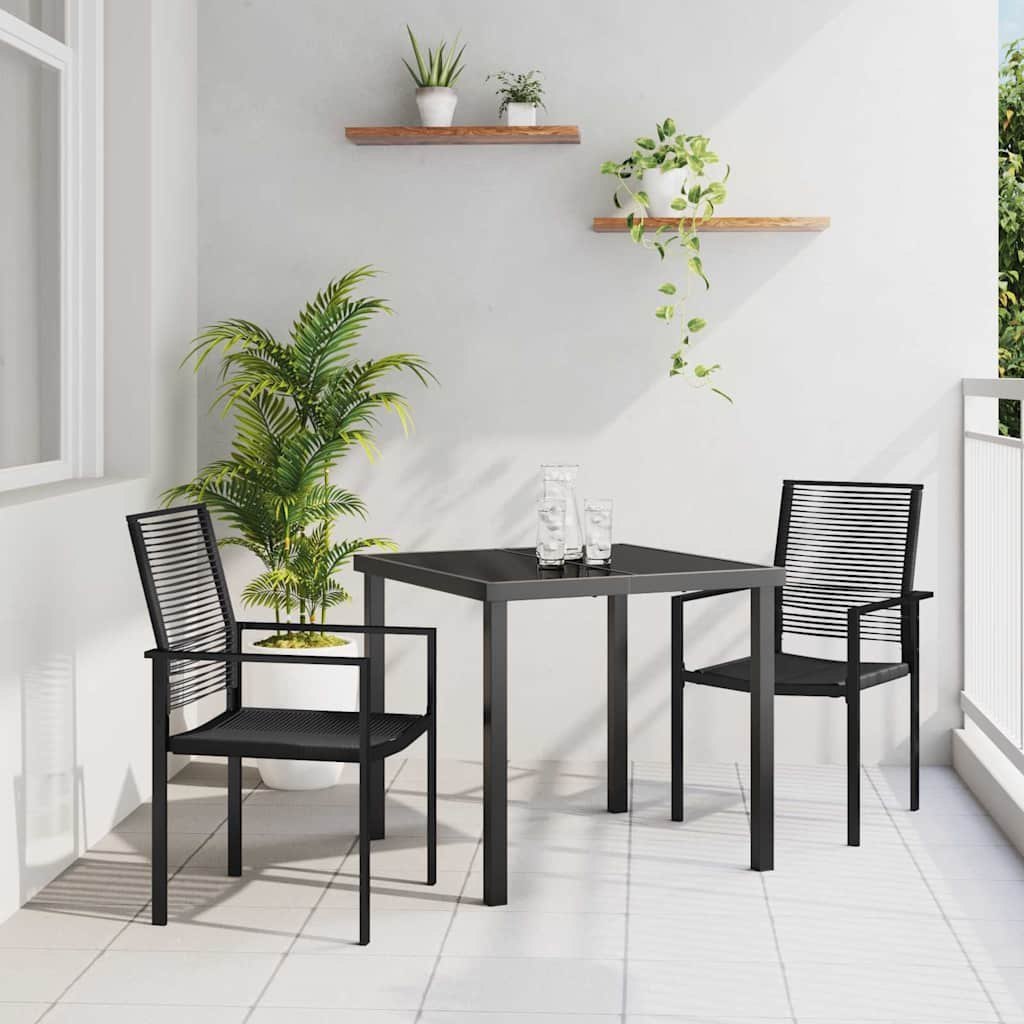 3-częściowy zestaw jadalny w czarnym kolorze z PVC rattan Lumarko!