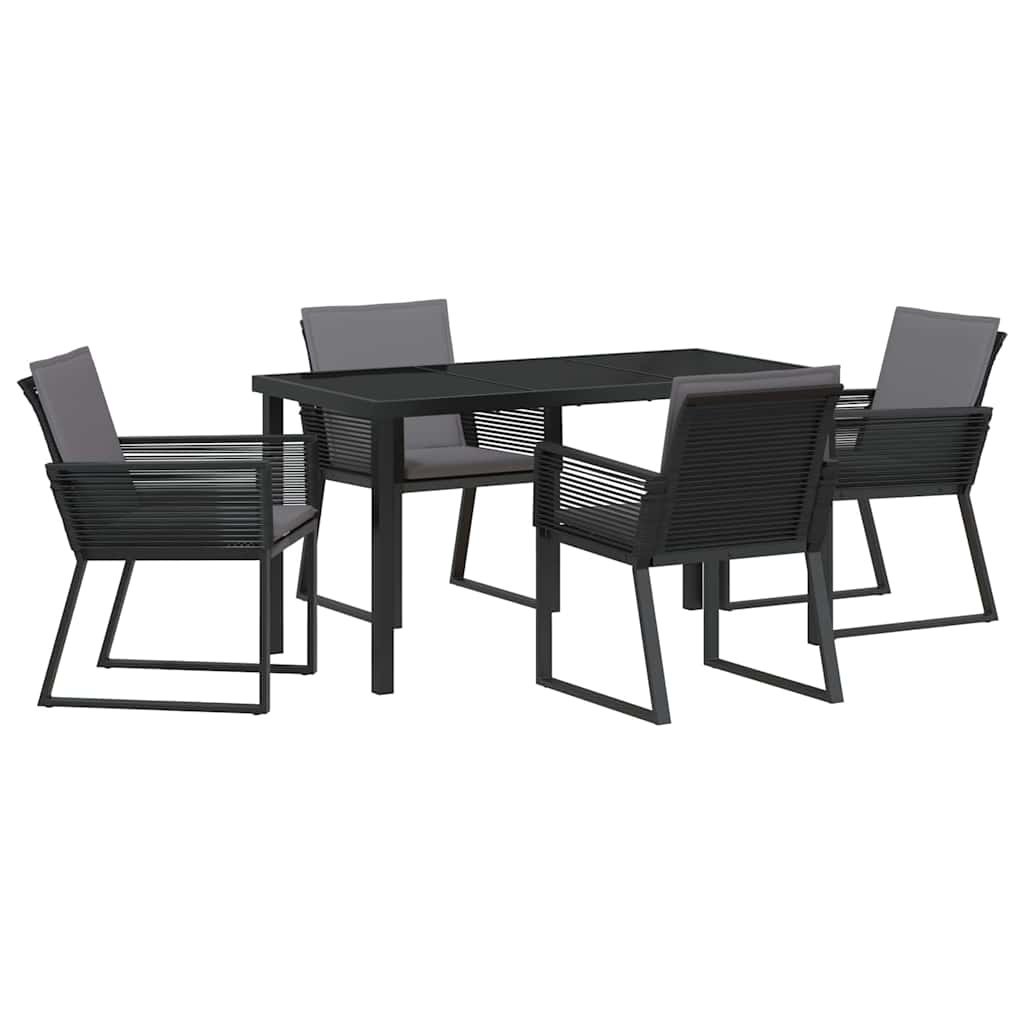 Zestaw do jadalni w ogrodzie 5 pcs Czarny Polirattan Lumarko!