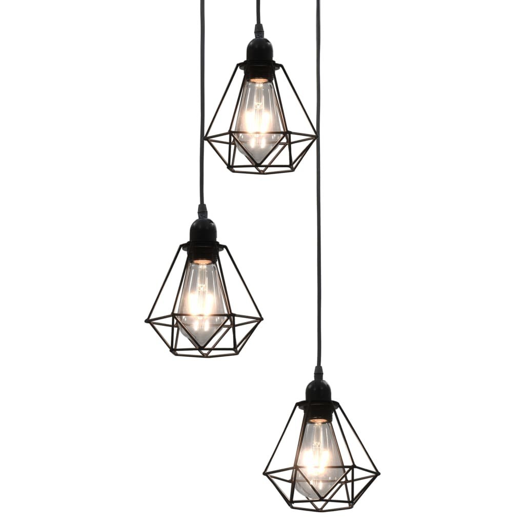 Lampa sufitowa, diamentowe klosze, czarna, 3 żarówki E27 Lumarko!
