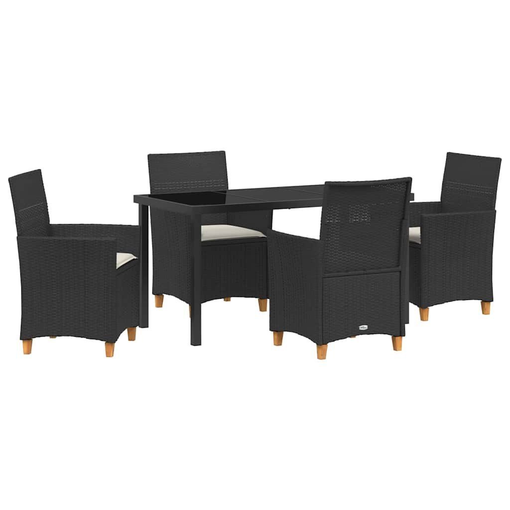Zestaw do jadalni w ogrodzie 5 pcs Czarny polirattan Lumarko!