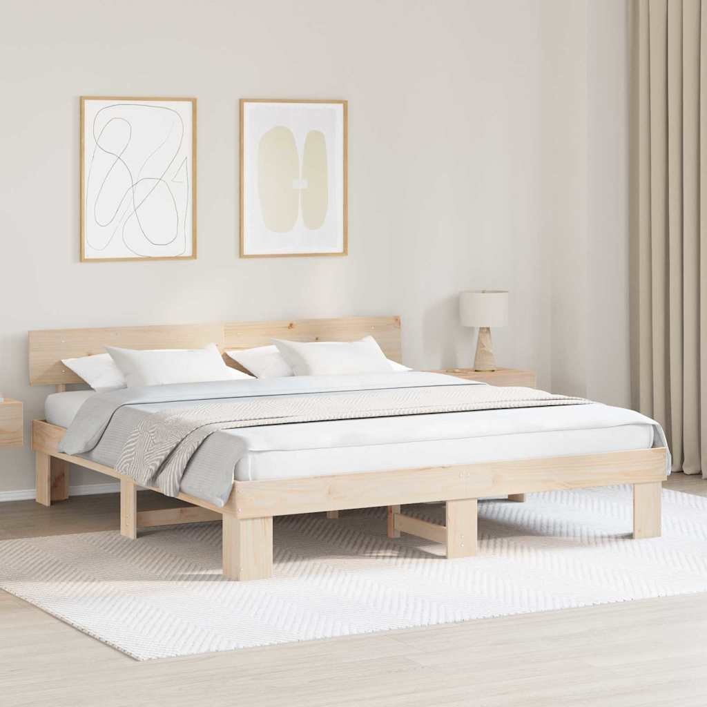 Ramka łóżka Brązowy 200 x 200 cm Lite drewno sosnowe Lumarko!