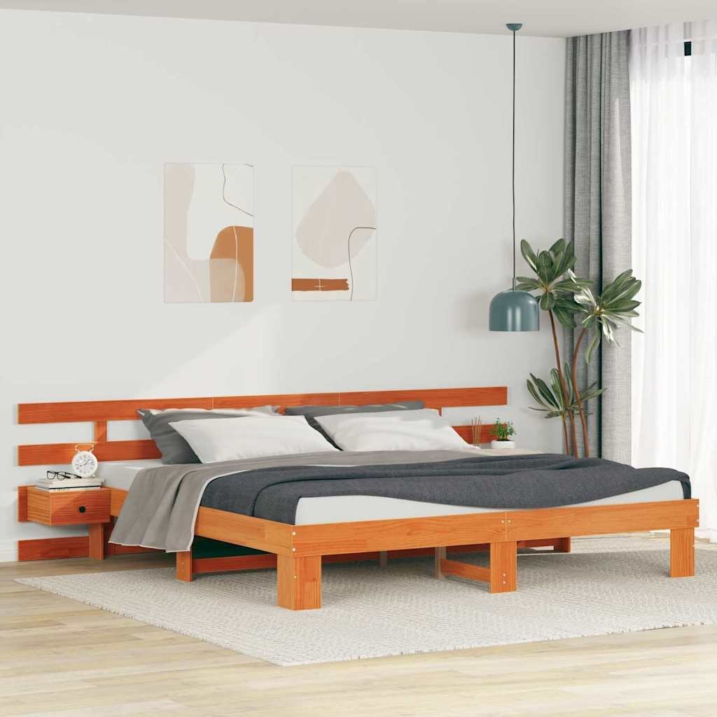 Ramka łóżka Brązowy 200 x 200 cm Lite drewno sosnowe