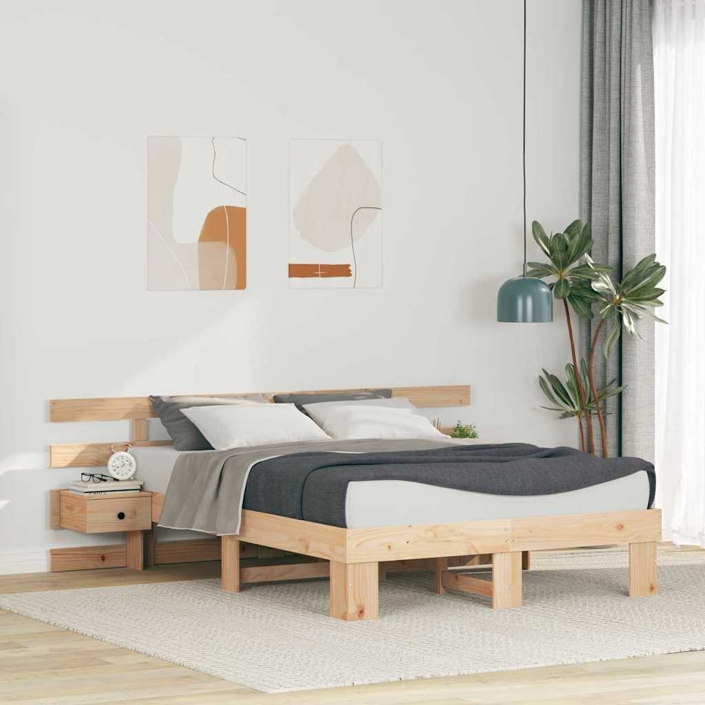 Ramka łóżka Brązowy 135 x 190 cm Lite drewno sosnowe
