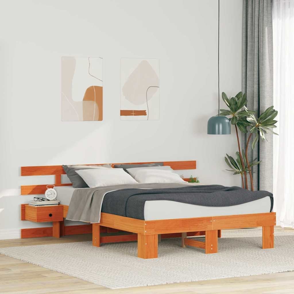 Ramka łóżka Brązowy 135 x 190 cm Lite drewno sosnowe