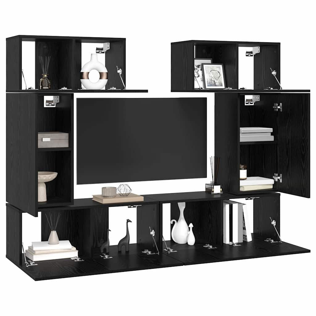 Zestaw szafek RTV 6 pcs Czarny dąb 80 x 30 x 30 cm Lumarko!