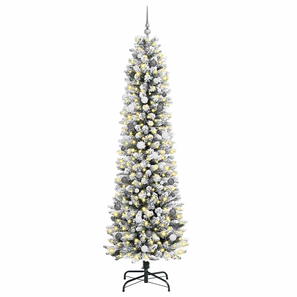 Szczupła Choinka with Decorative String Lights Biały 240 cm PVC Lumarko!