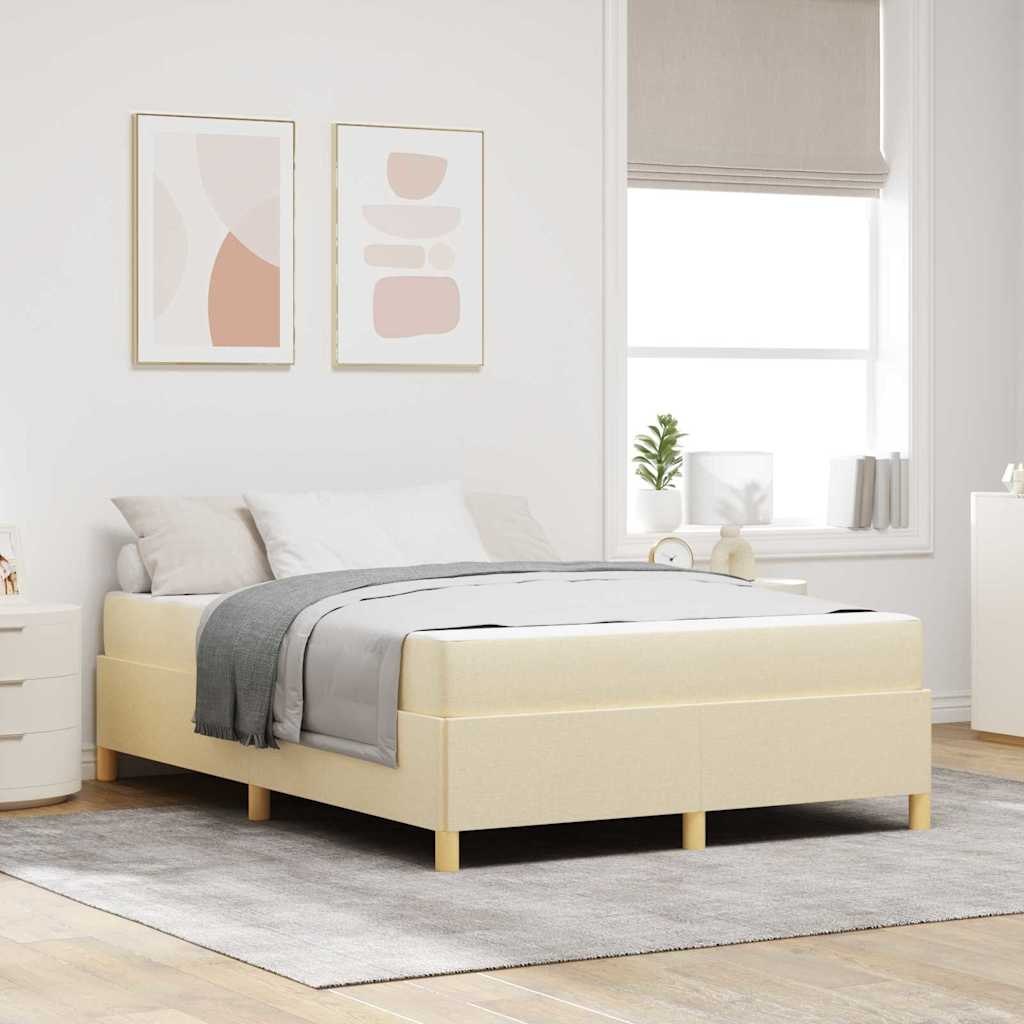 Łóżko sprężynowe Kremowy i Biały 160 x 200 cm tkanina Lumarko!