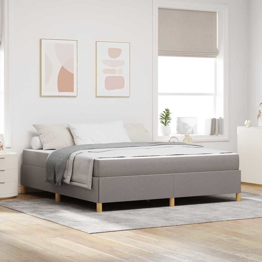 Łóżko sprężynowe z materacem Taupe i biały 180 x 200 cm tkanina Lumarko!
