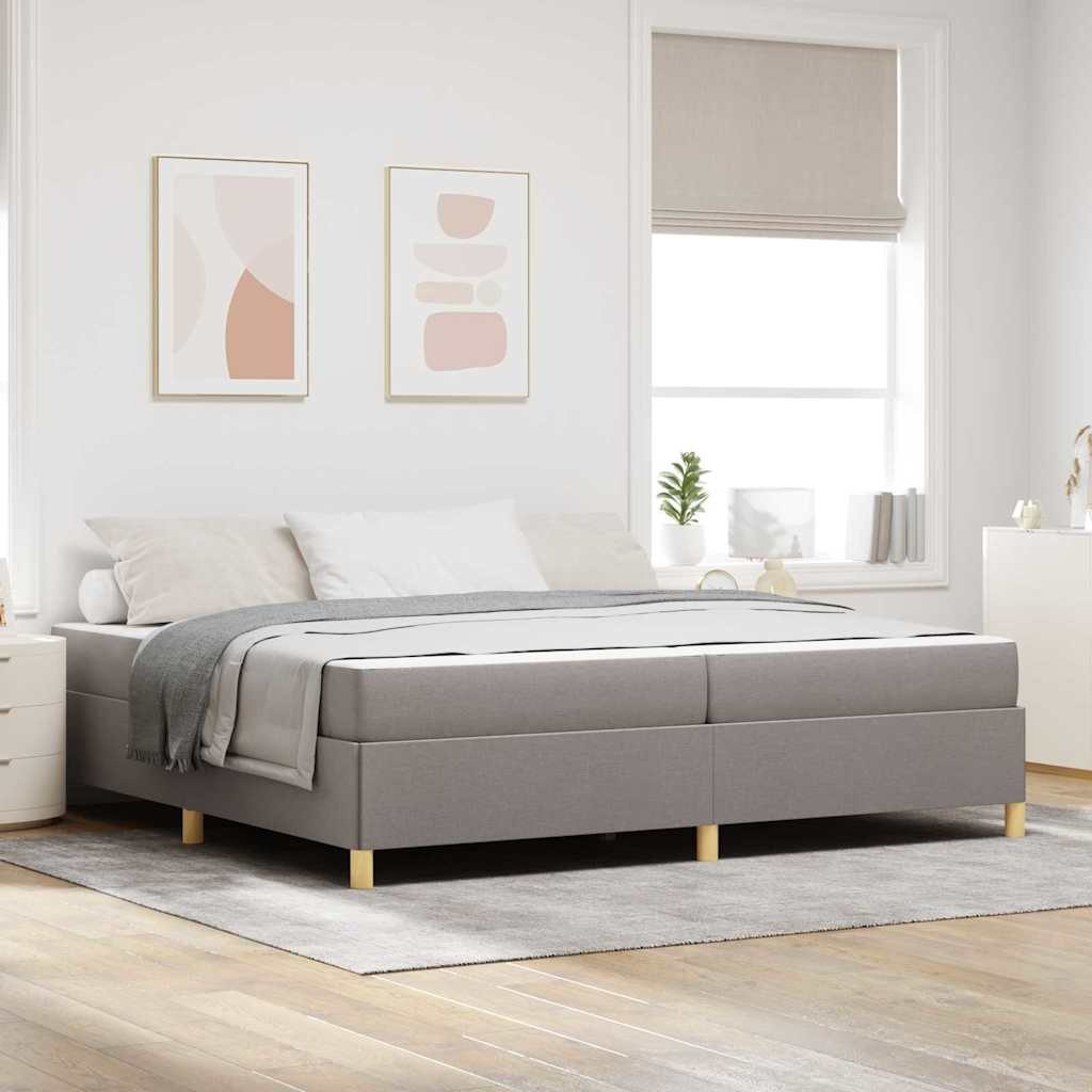 Łóżko sprężynowe z materacem Taupe i biały 200 x 200 cm tkanina Lumarko!