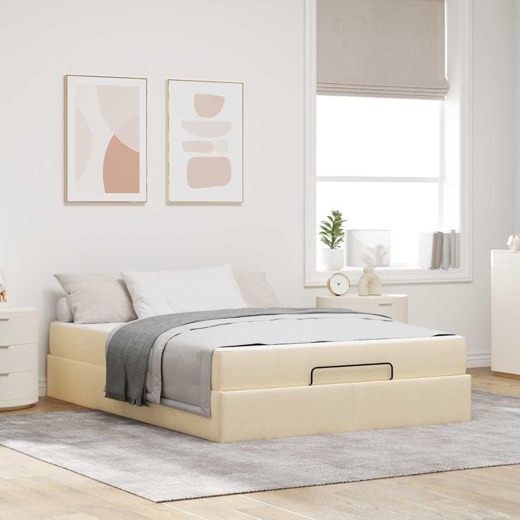 Ramka łóżka z przechowywaniem Kremowy 140 x 200 cm tkanina Lumarko!