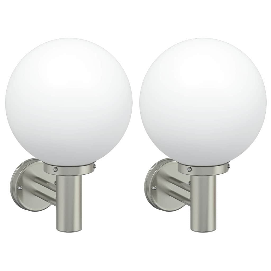 Lampa ścienna 2 szt. Srebrna stal nierdzewna IP44 Lumarko!