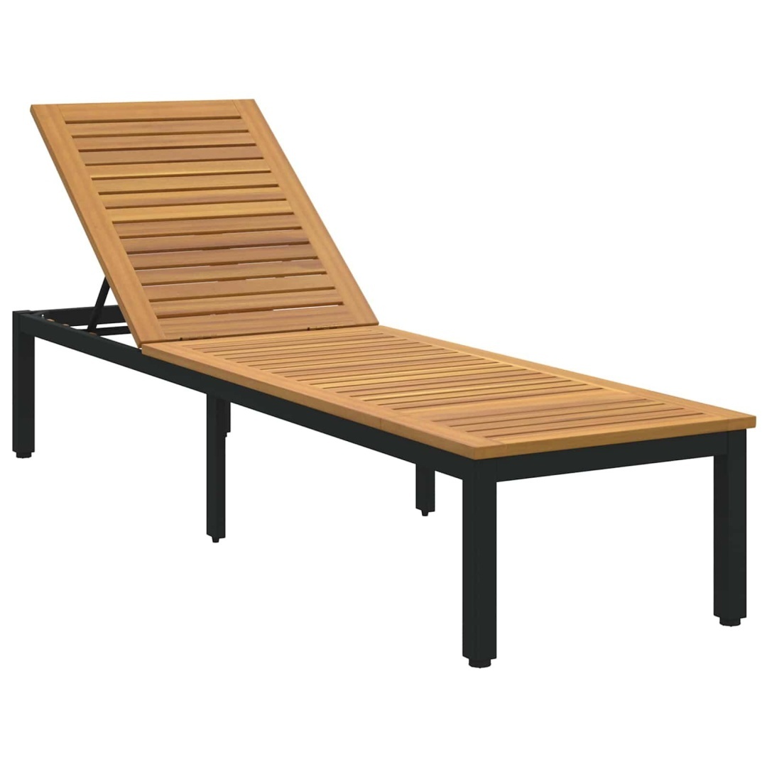 życieXL Leżak Czarny 200x55x35 cm z Litego Drewna Akacjowego Lumarko!