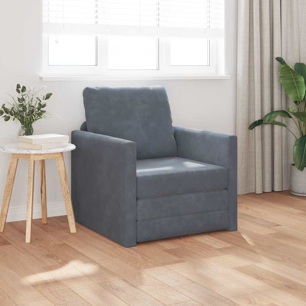 Sofa podłogowa Single z weluru 74x77x81 cm w ciemnoszarym kolorze Lumarko!