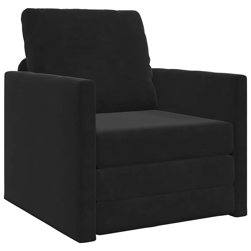 Sofa Łóżko 2w1 Czarna 74x77x81 cm Aksamit Lumarko!