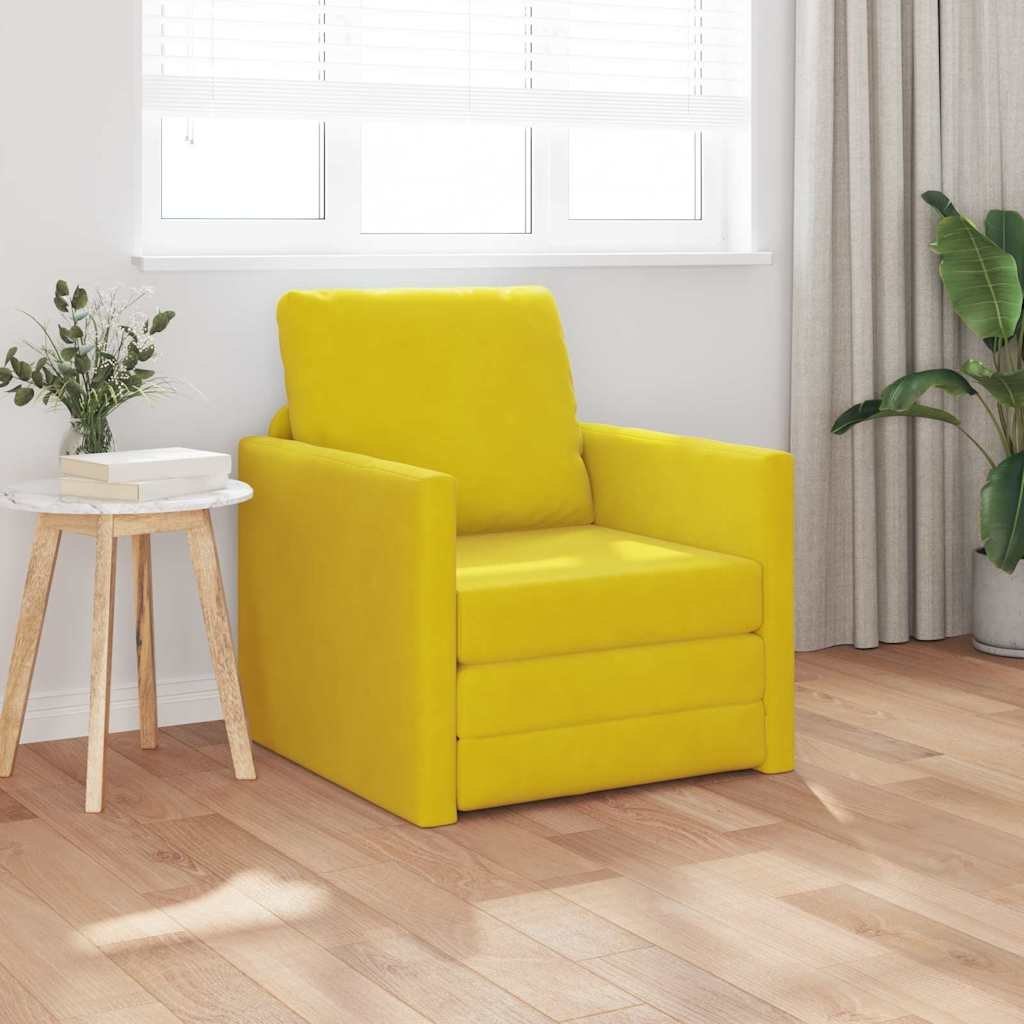Sofa Łóżko 2-w-1 Ciemnożółty 74x77x81 cm Welur Lumarko!