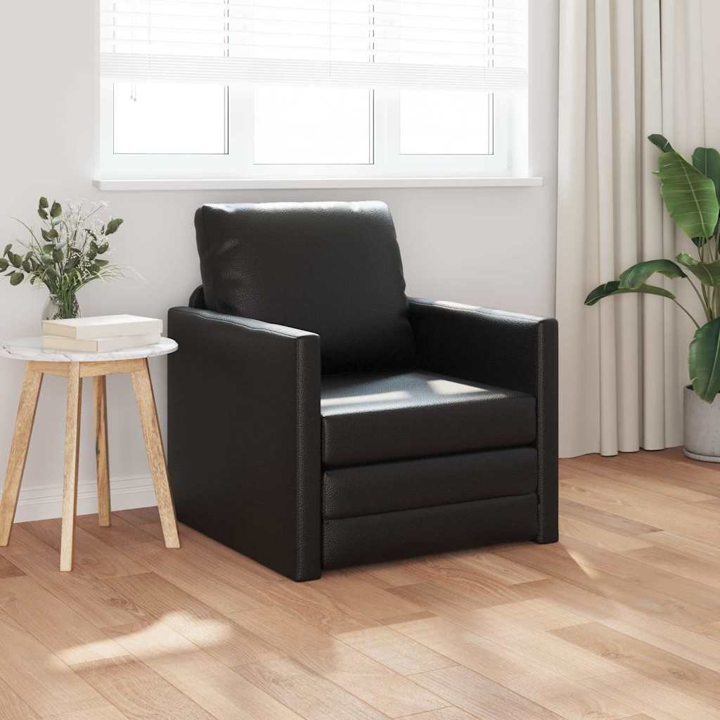 Fotel 2-w-1 czarny 74x77x81 cm ekoskóra Lumarko!