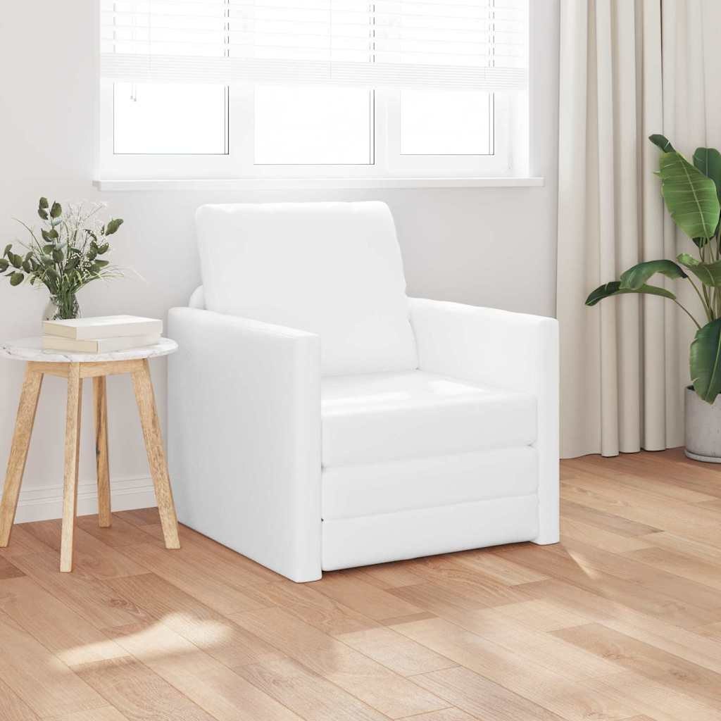 Sofa na podłogę 2-w-1 Biała 74x77x81 cm Sztuczna skóra Lumarko!