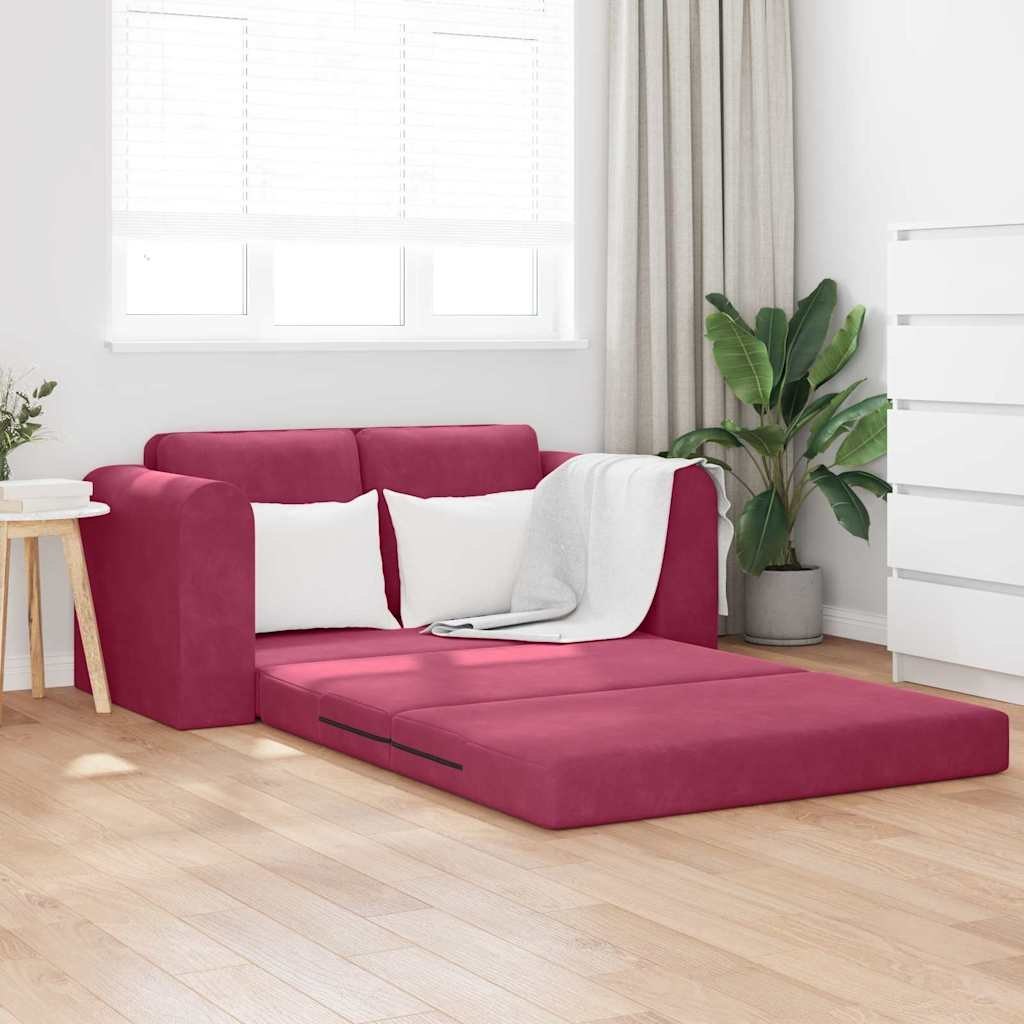 Sofa z funkcją łóżka 2 w 1 Wino 148x71x83 cm Welur Lumarko!