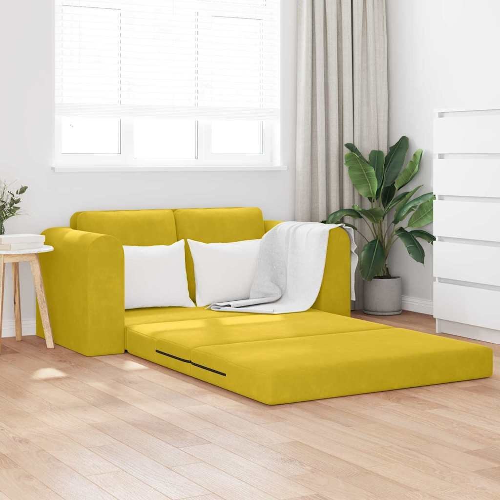 Sofa łóżko 2 w 1 Żółta 148x71x83 cm Welur Lumarko!