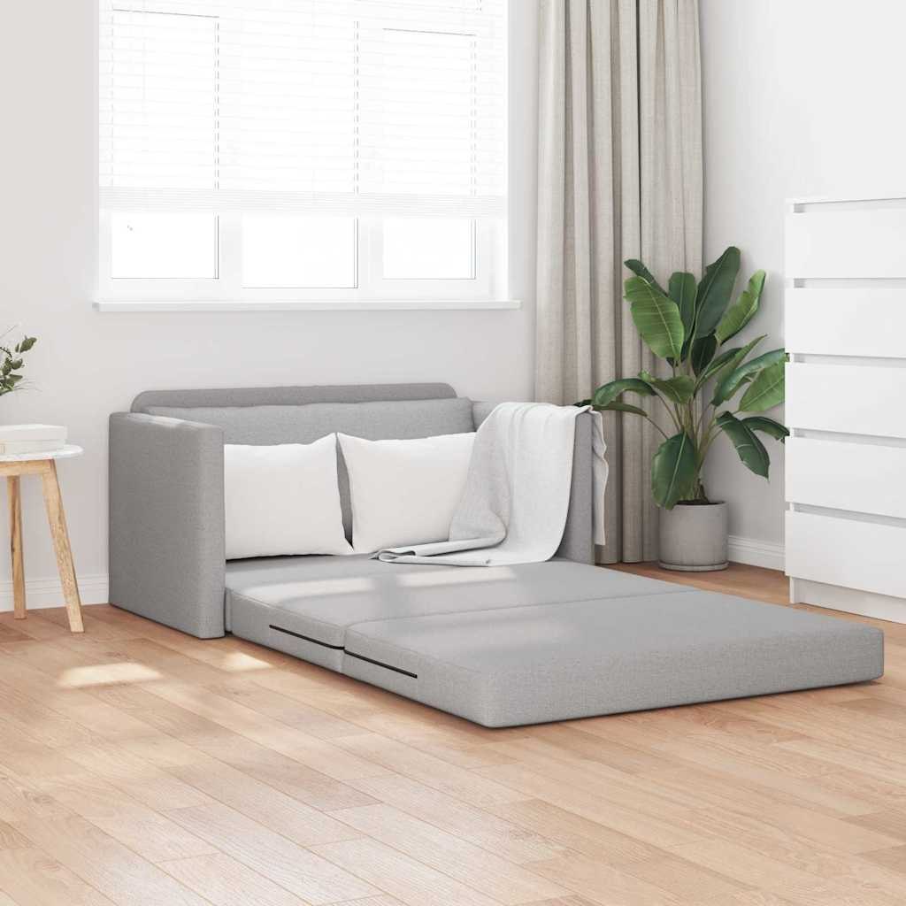 Sofa i łóżko 2 w 1 w jasnoszarym kolorze 124x71x78 cm z tkaniny Lumarko!