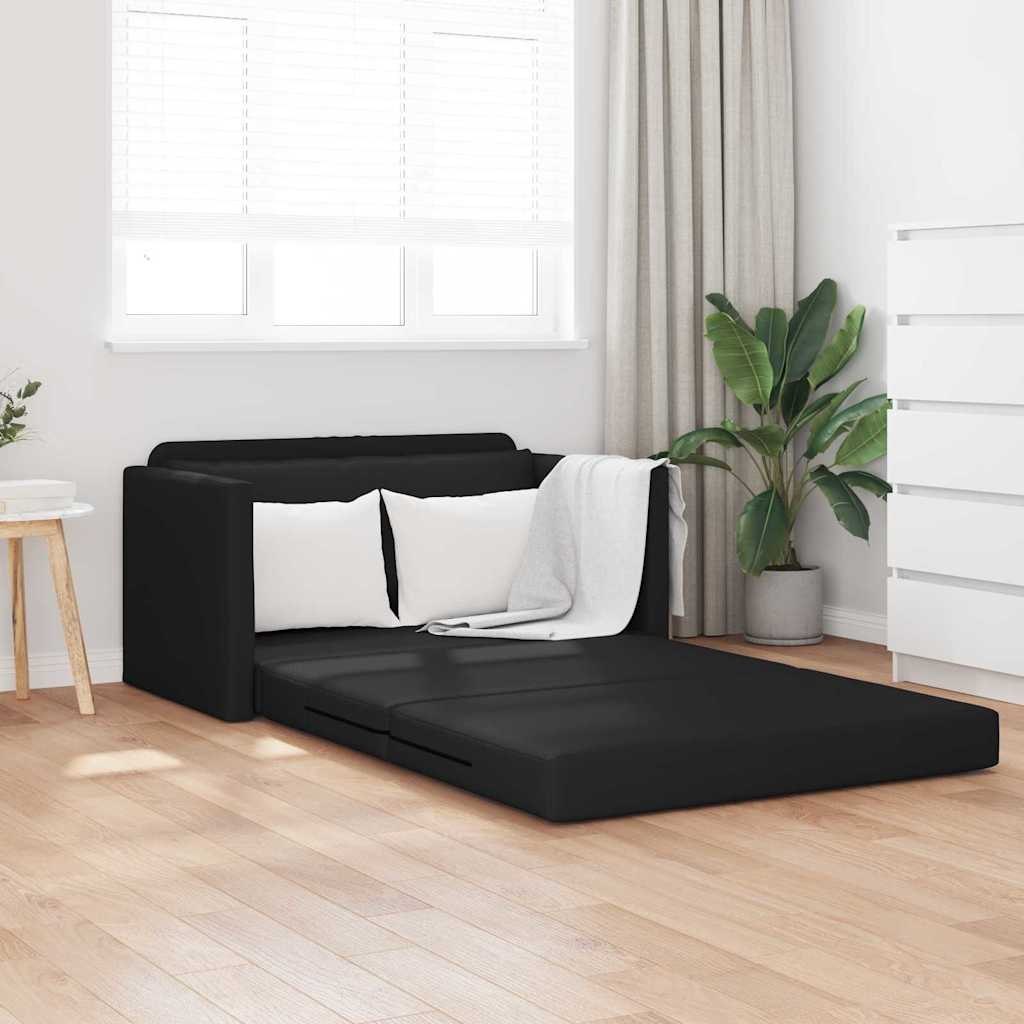 Sofa na podłogę Łóżko 2w1 Czarna 124x71x78 cm Sztuczna skóra Lumarko!