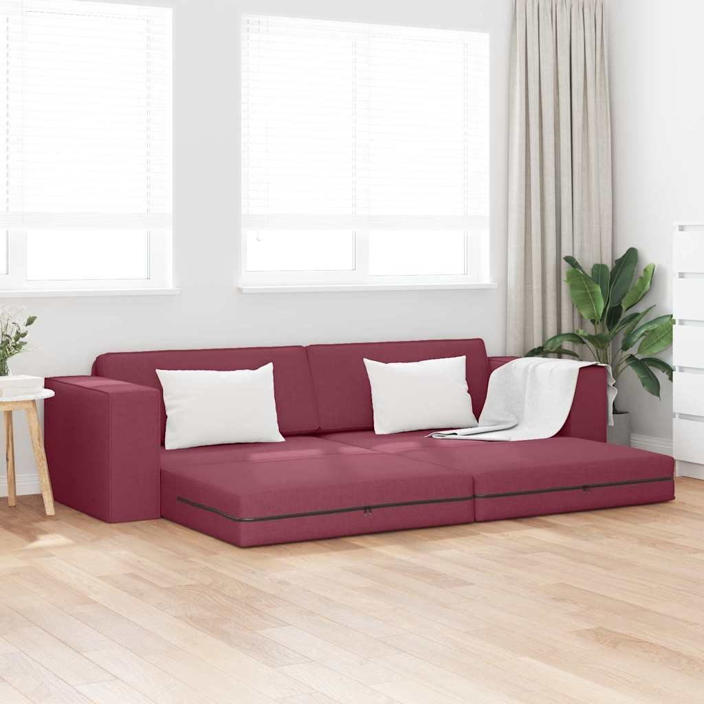 Sofa z łóżkiem 2-w-1 Burgundowa 245x150x60.5 cm Tkanina Lumarko!