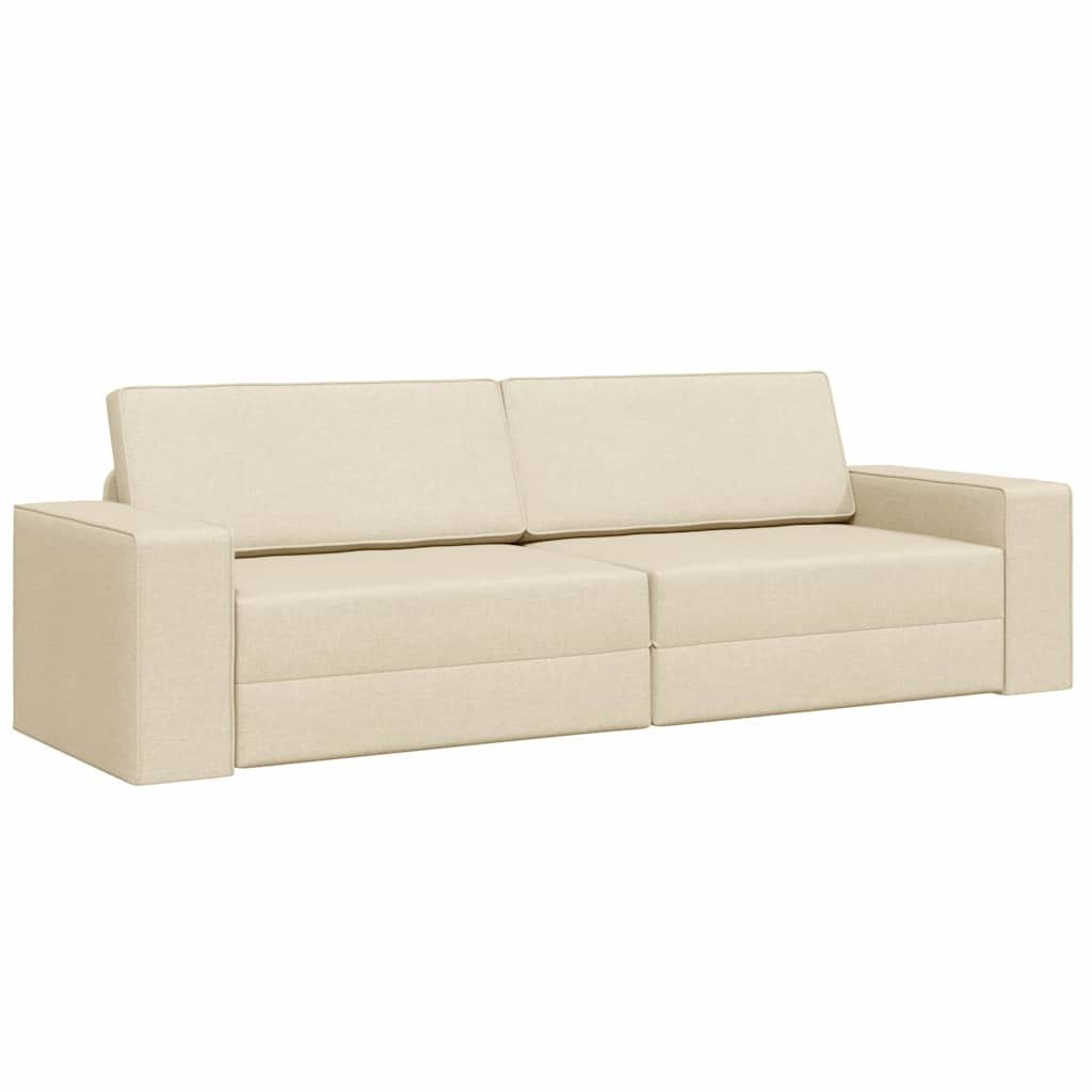 Podłogowa Sofa Łóżko 2-w-1 Kremowa 245x150x60,5 cm Tkanina Lumarko!