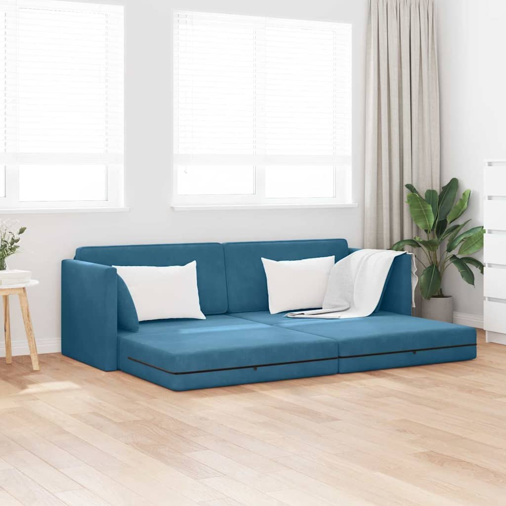 Sofa podłogowa do spania 2 w 1 Niebieska 213x144x60 cm Welwet Lumarko!