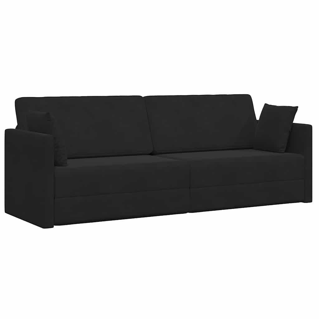 Sofa Łóżko 2 w 1 Czarna 213x144x60 cm Welur Lumarko!