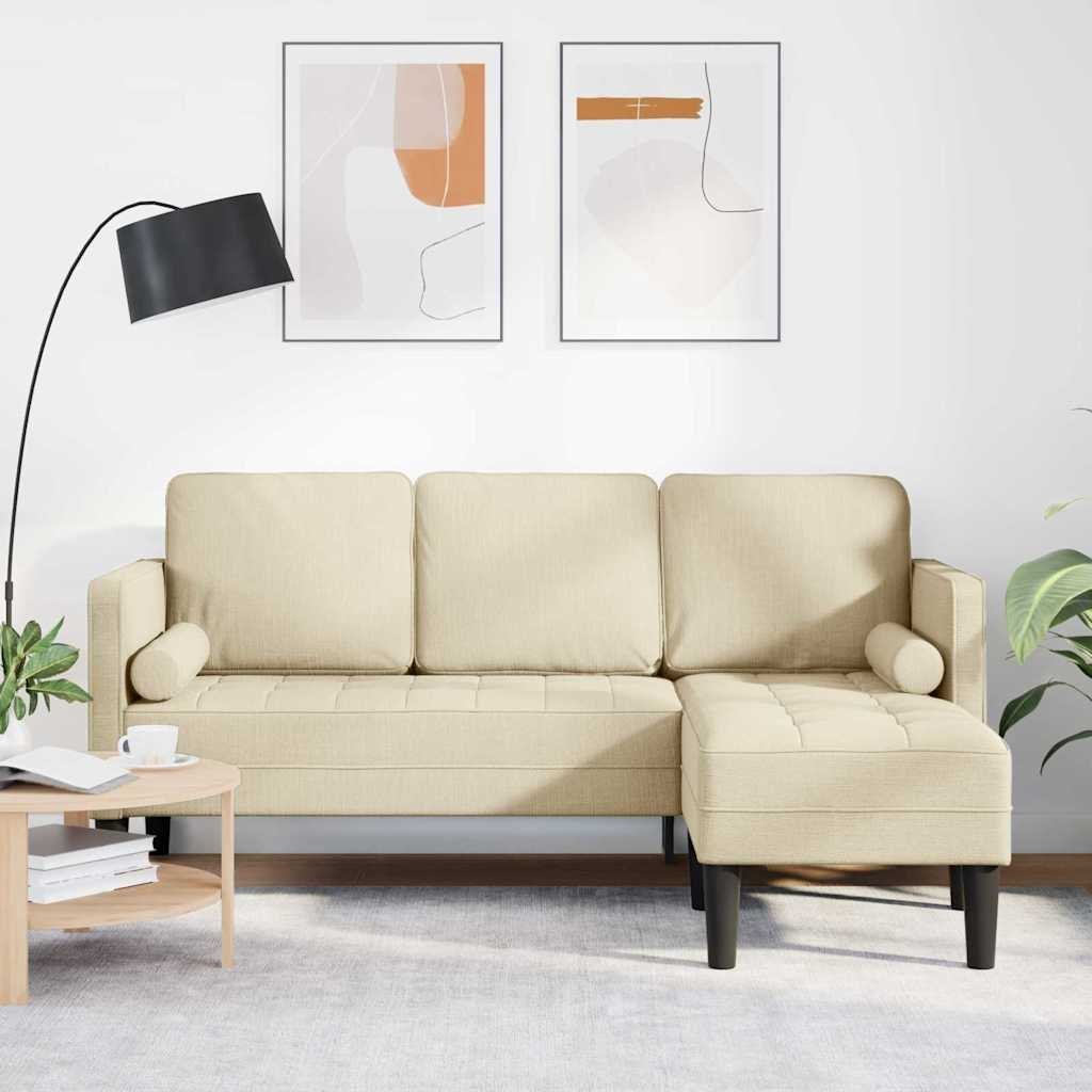 Sofa L-Shaped 3-osobowa Kremowa 160 cm Z Tkaniny Lumarko!