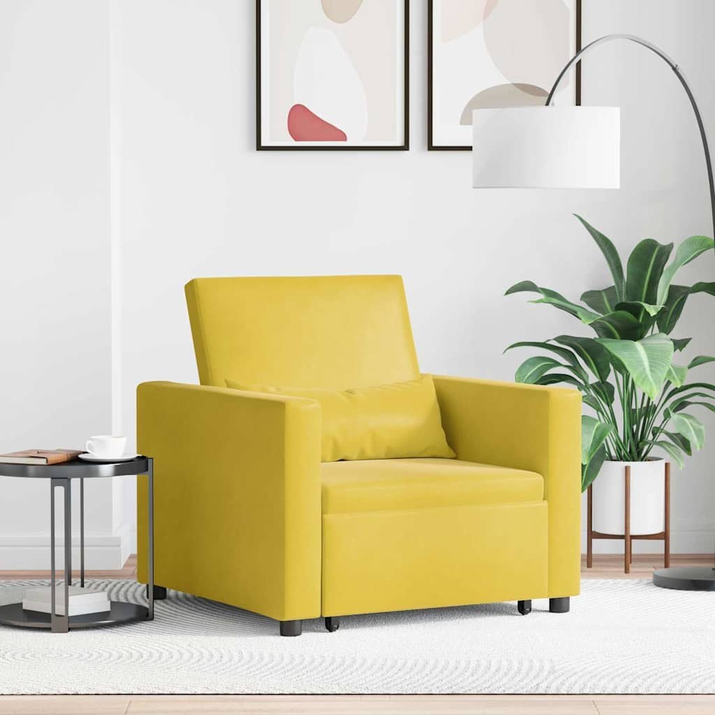 Rozkładana sofa jednoosobowa Żółty Aksamit