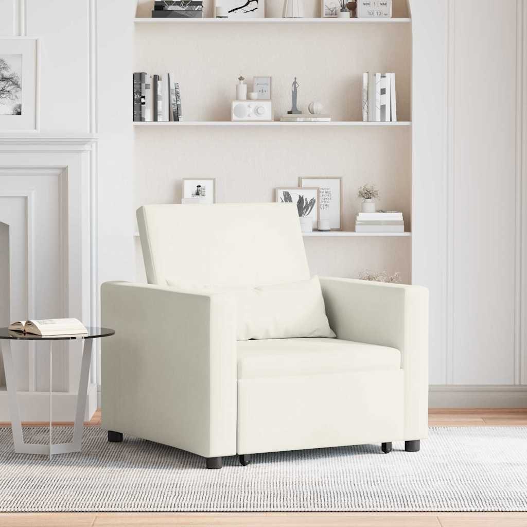 Rozkładana sofa jednoosobowa z kółkami Kremowy Aksamit