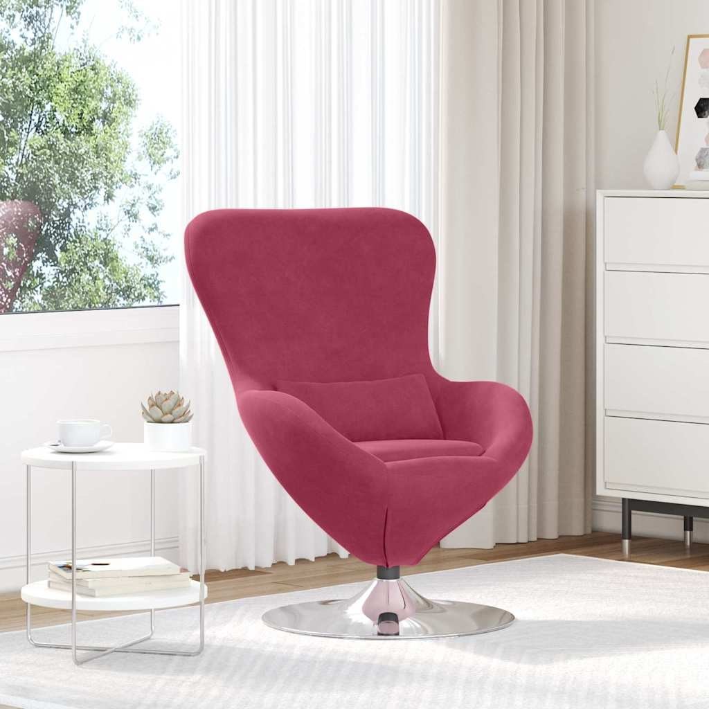 Fotel jajo czerwone wino 63 x 73 x 90 cm Aksamit Lumarko!